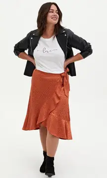 TORRID | Orange Satin Jacquard Animal Print Ruffle Hem Skirt Sz 4X