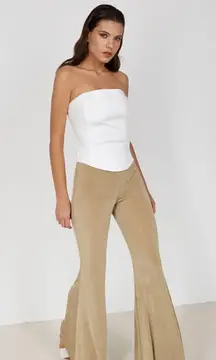 NWT boutique  gold high waisted flare knit pants