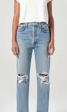 AGOLDE 90's Pinch Waist Backdrop Distressed High Rise Straight‎ Jeans 27