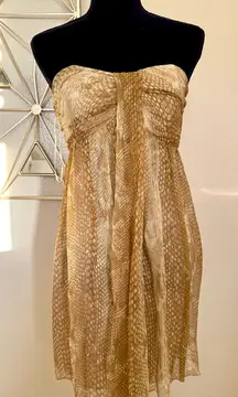 Express Strapless Gold Dress