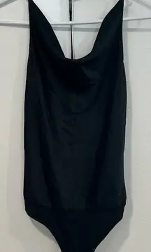 Abercrombie & Fitch Black Satin Cowl Neck Bodysuit – Size Small, NWT