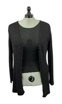 Womens Black Knit Top & Cardigan Set - Medium Size