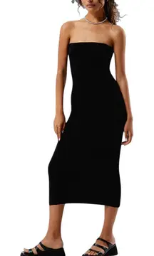 WEWOREWHAT Bodycon Midi Dress Strapless Black Sweater Knit Size Small New NWT