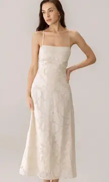 Apricot Jacquard Corset Slip Maxi Dress