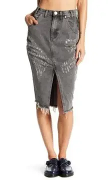 One Teaspoon Denim Skirt 23 NWT Phantome Cadillac Distressed Slit Gray Street