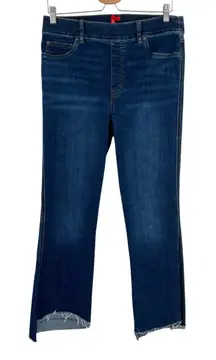 Spanx Stretch Jeans Pull-On Flare‎ Cropped Midnight Shade Blue Size Large Tall