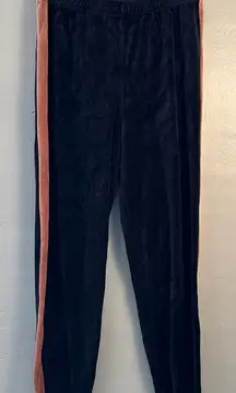 Monrow Neptune  Womens Velour Jumpsuit joggers with stripe no size Navy Brown