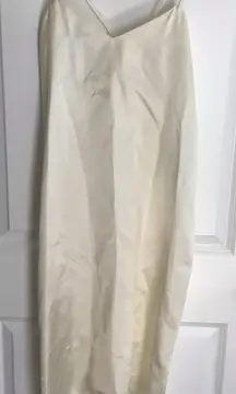 Vintage Acetate White Satin Cami Camisole Tank Midi Slip Dress Sz 8