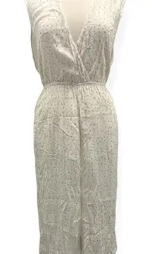 Billabong Sheer Floral Plunge Wrap White Jumpsuit Size Medium Cottagecore‎ NWT