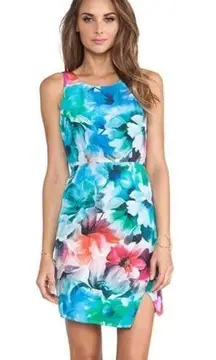 Yumi Kim Taylor Watercolor Rose Silk Dress Floral Sleeveless Small Colorful