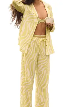 Anthropologie Zebra Print Pajama Lounge Set Cotton Modal Sleepwear Size Medium