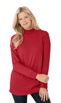 Women's Woman Within Red Long Sleeve Turtleneck Tee 14