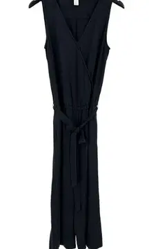 Daily Ritual Solid Black Belted Jumpsuit Womens Size 36 6 Belted