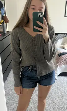 striped button down sweater 