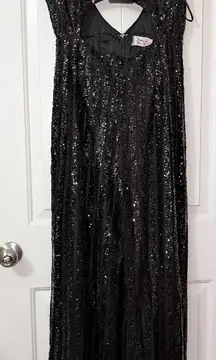 NWT Hello Molly Romance Twilight Sequin Jumpsuit Women's X Large Black