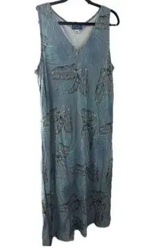 Hawaiian Moon Women's Hawaii Aloha Tropical Palm Banana Leaves Midi Dress 3XL