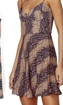 Blue Life Women's Snake‎ Print Sweetheart Corset V-Neck Mini Dress Brown Medium