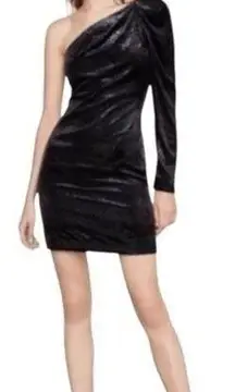 BCBGMaxAzria One Shoulder Metallic Black BodyCon Party‎ Event Dress NWT Size 0