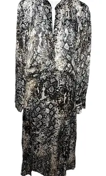Alice + Olivia Snake Print Burnout Skirt Set Size Large 10 Long Sleeve Midi