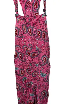 Sacred Threads Pink Paisley Wide Leg Jumpsuit Overalls Women's L/XL