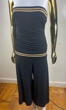 Elegant y2k  Black and Gold Jumpsuit with Flowing Silhouette