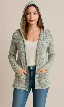 Anthropologie MOTH Hooded Open Knit Cardigan Sweater Size M