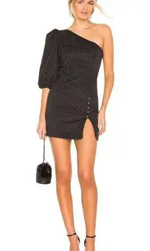 H:ours Elsa Dress in Black & White Small New Womens One Shoulder Cocktail