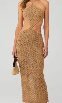 Revolve‎ x Bananahot Diamond Beige Crochet Cutout Dress / Beach Cover Up Small