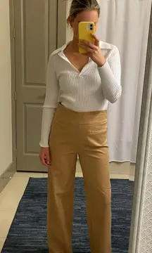 Wide Leg Tan Business Casual Pants