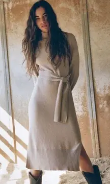 NWOT Rails Mila sweater turtle neck waist tie midi  dress size M