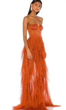 For Love & Lemons  x REVOLVE Bustier Gown in Rust