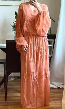 HAH Hot as hell maxi lace coral dress long sleeve size XS S C3