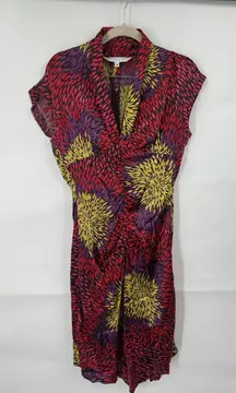 Trina Turk Silk Blend Art To Wear Mini Dress Women 2 Colorful Retro Artsy Y2K