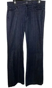 7 For All Mankind Dojo Jeans Dark Wash Black Accents‎ Size 29
