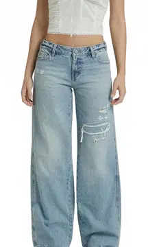Pacsun Casey Low Rise Baggy Jeans Ripped Indigo NWT Size 26