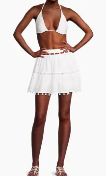 Milly Beaded Cotton Voile Miniskirt