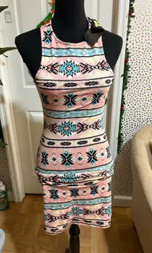 Iris Basic Multicolor Aztec Midi Dress