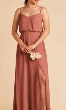 Birdy Grey  Gwennie Chiffon Bridesmaid Maxi Dress in Desert Rose Sz M NEW