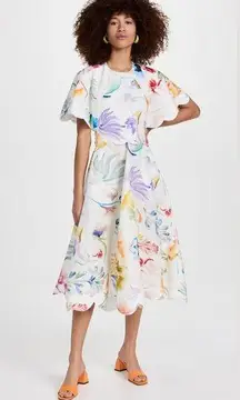 Rosie Assoulin Scalloped Buttercup Dress Backless Floral Midi