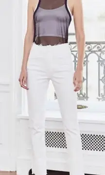 3x1 W4 Shelter Slim Jeans Raw Edge Split Hem Button Fly White Denim Size‎ 29