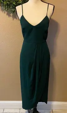 Lulus NWOT  Reinette Dark Green Midi Dress