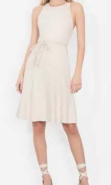 Alice + Olivia Leandra Sleeveless Linen Mini Dress In Oatmeal