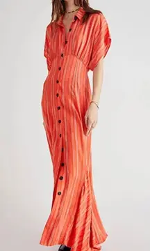 Free People NWT Fee People Robe Longue Rowan In Cherry Combo dress size XS  Retail $128 Arm pit to arm pit 14” Long from shoulder 58” B62  Visit $138.00 USD* . Out of stock • Brand: