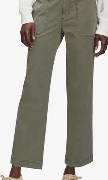 GAP Girlfriend Khaki Chino Mid Rise Cropped Utility Pants in Olive Green Sz 12