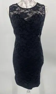 Black lace cutout mini dress, bodycon, sleeveless size‎ large