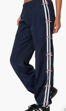 Edikted Remy Bow Ribbon Track Pants navy small 