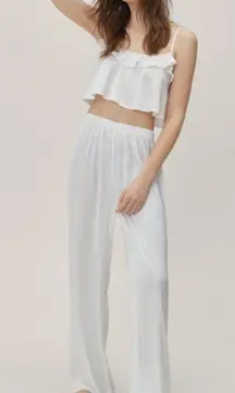Nasty Gal White Georgette Ruffle Camisole Set