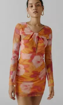 Giuliana Mesh Long Sleeve Mini Dress  small