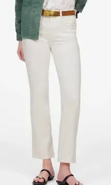 NWT Madewell Women's Mid-Rise Kick Out Crop Jeans Pure White Size 32