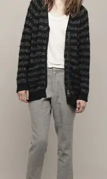 3.1 Philip Lim Black & Gold Metallic Stripe Cardigan